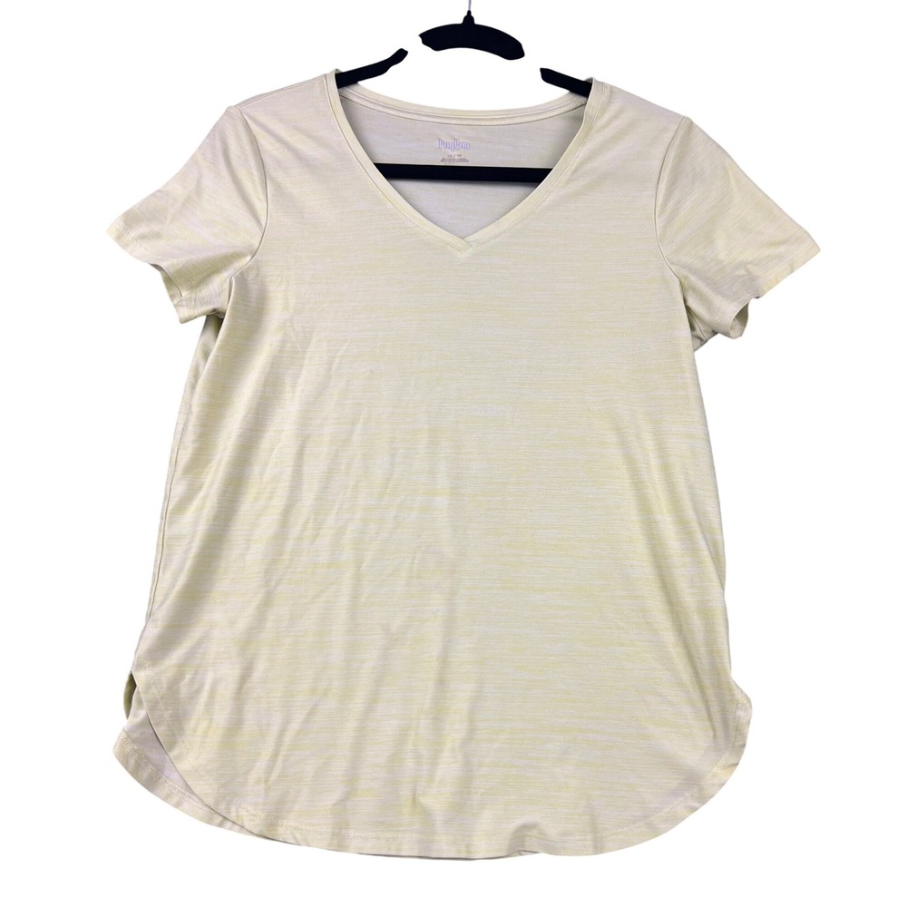 Kyodan V-Neck Activewear T-Shirt Women XS Yellow Space Dye Gym Yoga Top Good